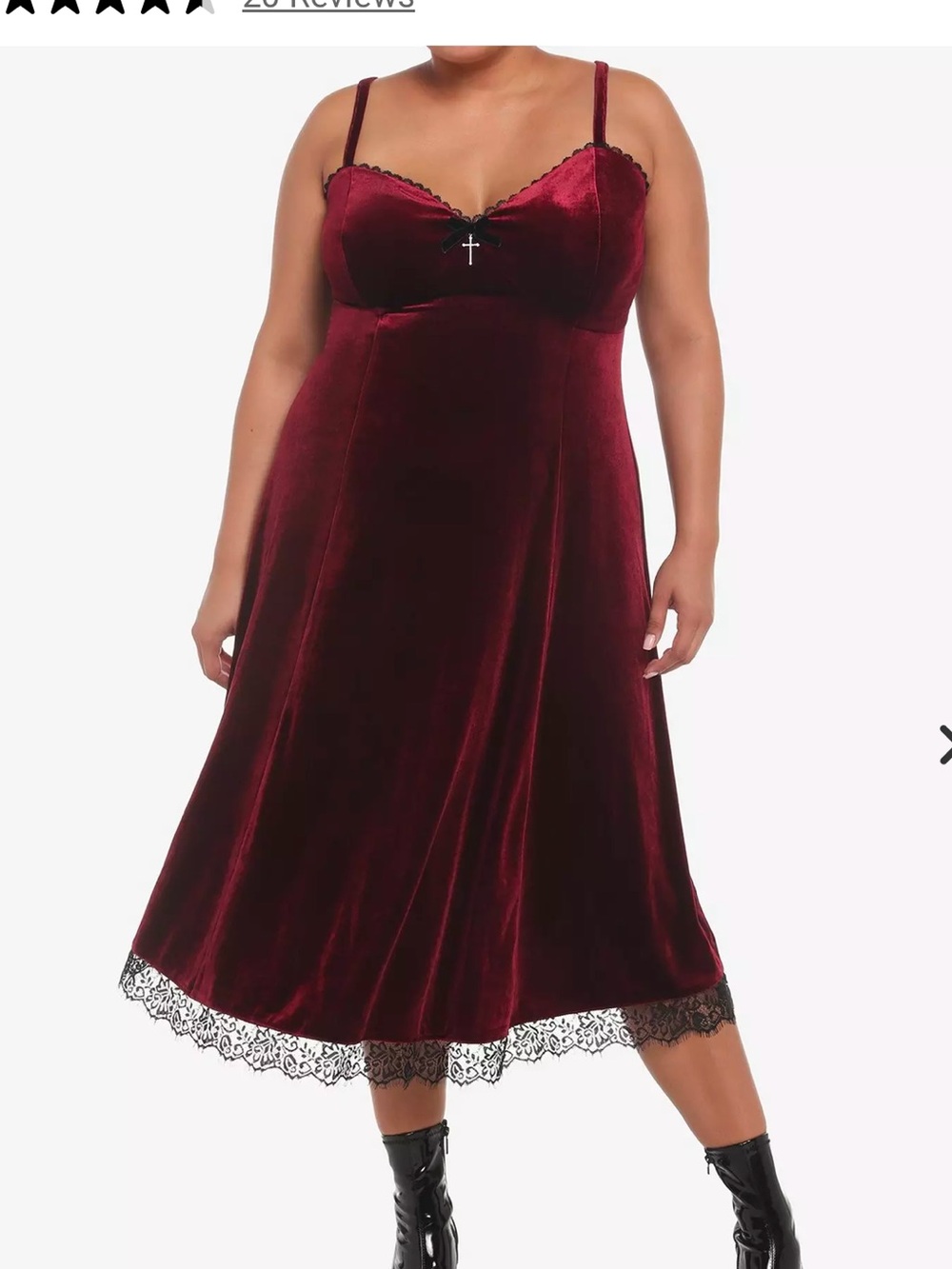 Hot Topic Burgundy Velvet Lace trim Vampire Vibe Grunge Goth Midi Dress 1x